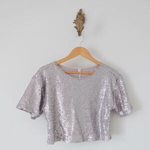 Anthropologie lavender sequin crop top Size: xxs